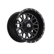 GTW Helix Matte Black/Machine Golf Cart 12x7 Wheel |4x4 Bolt 3:4 offset ET-.25