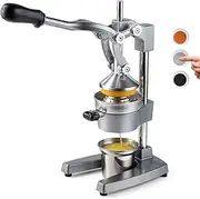 Cast Iron Citrus Juicer | Extra-Large Commercial Grade Manual Hand Press | Heavy Duty Countertop Squeezer for Fresh Orange Juice (Bonus Stainless Steel Cup) (Gray)