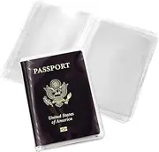 [Xinjoduz] 6 PCS Passport Book Holder, Clear Passport Cover Plastic Passports Protectors Sleeves Waterproof Passport Holder for Travel Family ID Card Document Organizer (7.48 × 5.12 Inch), Clear, Travel
