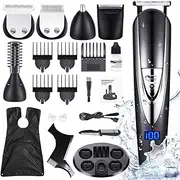 DIKANEO Beard Trimmer Hair Clipper Kit for Men, 10 IN 1 Electric Trimmers Grooming for Nose Ear Facial Body Waterproof USB Rechargeable Mustache Cordless Precision Groomers