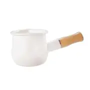Enamel Milk Pot Stockpots Sauce Pan for RV Travel Stove Top Induction Cooker White Diameter 10.5cm