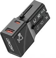LENCENT International Travel Power Adapter Mini Pocket USB C Charger, PD 25W&QC 3.0 Type-C Fast Charging, Outlet Adaptor, Worldwide Cell Phone Wall Charger Block with UK US EU European Australia