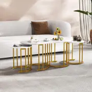 CostwayNesting Coffee Table Set of 3 with Faux Marble Tabletop for Living Room-White
