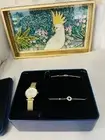 Fossil Carlie Gold Tone Women’s Watch Jewelry Set ES5251SET Chain Bracelet Gift