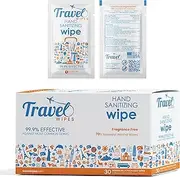 HAND SANITIZING Individually Packed Premium Hand Sanitizing Wipes for Travel, Home, Office, School, etc. with Moisturizer - Manufactured in USA (Fragrance-Free 30ct Box)