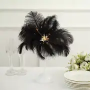 15" Ostrich Feather LED TABLE LAMP Centerpiece Battery Operated Desk Light Party