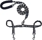 Saffily Dog Double Leads ; Dual Dog Leash I 360 Swivel No Tangle Walking Leash I Shock Absorbing Bungee for Two Dogs I Black- 5 Feet Rope Leash + Double Bungee Extension (20 inches - 35 inches)