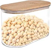 Sealed Rice Container - Sealed Jar with Bamboo Lid. Container for Kitchen Storage. Transparent Food Grade Container. Pasta Box. Grain Storage Box
