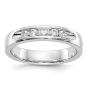 0.26ct. CZ Solid Real 14K White Gold 5-Stone Channel Wedding Band Ring
