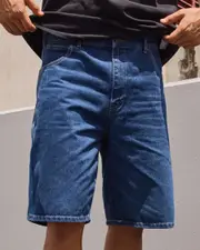 [Dickies] Dickies Men's 11" Relaxed Fit Carpenter Denim Shorts in Stonewashed Indigo Blue Size 34 34 Stonewashed Indigo Blue