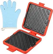 Microwave Toastie Sandwich Maker, Micro Munchy Microwave Toastie Maker with Gloves, Quick Cooking Microwavable Toastie Maker, Microwave Panini Maker for Toast Making Waffle Making (Red)