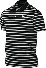 [Nike] Dri-FIT Victory Men's Striped Golf Polo Shirt (as1, Alpha, xx_l, Big, Regular, Black/White, XX-Large)