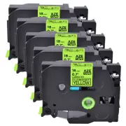 5PK Compatible with Brother P-Touch TZ-C41 Black on Fluo Yellow 0.7" Label Tape