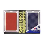 Brand New Vintage Playing Cards & Dominoes Set “SB” Poker Unopened Plastic Box