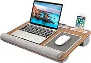 HUANUO Laptop Tray with Cushion, Built in Mouse Pad & Wrist Pad for Notebook up to 17" with Tablet, Pen & Phone Holder