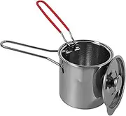LOPUNER 1 Set Deep Fryer Stainless Steel Cooking Pot with Strainer Handle Fry Basket Tongs for Home Cooking Parties Daily Use