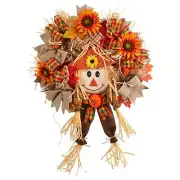30" Scarecrow Wreath W/Sunflower, Pumpkin And Bows