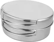 Anneome Camping Cookware Set Stainless Steel Pot Pan Kit Outdoor Cooking Supplies 2-3 Person Portable Camping Cooking Pan for Picnic