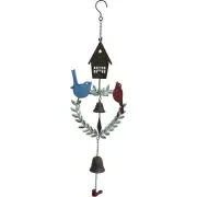 Rustic Metal Double Bird Wind Chime With Bell Hand Made Good Sound