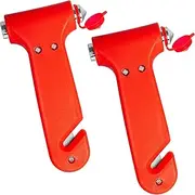 2 Pack Emergency Car Window Breaker Life Hammer with Seatbelt Cutter, Car Glass Breaker Seat Belt Cutter and Window Breaker 2-in-1 Car Safety Hammer for Bus Truck Van Car Escape Tools