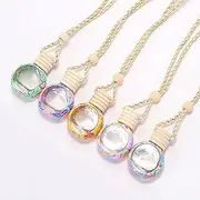 AcbbMNS 10Pcs Car Diffuser Bottles, 10ml Hanging Car Air Freshener Perfume Bottle, Refillable Empty Glass Essential Oil Fragrance Aromatherapy Bottles Pendant with Hanging String, Color Random