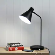 Oriel Lighting TARGA Black Desk Lamp with USB and wireless charging