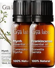 Gya Labs Frankincense and Myrrh Essential Oil for Diffuser & Aches - 100% Pure Frankincense and Myrrh Essential Oils for Skin & Candle Making (10ml x 2)