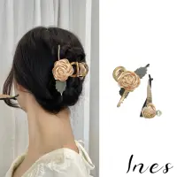 在飛比找momo購物網優惠-【INES】韓國設計法式復古立體花朵典雅髮夾(2款任選)