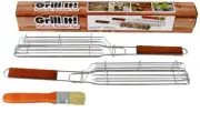 Grill It! Kabob Basket Set - 2 Kabob Baskets, Basting brush, Stainless Steel NEW