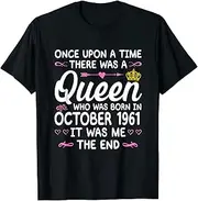[X.Style] Once Upon a Time There was a Queen. October 1961 Birthday ds1791 T-Shirt (XL) Black