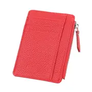 2 Pcs New Fashion Men/Women Mini ID Card Holders Business Credit Card Holder PU Leather Slim Bank Card Case Organizer Wallet Zipper