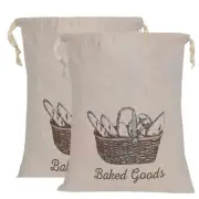 Bread Bags For Homemade Bread 2 Pack-Linen Bread Bag Reusable Natural,6703