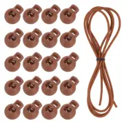 40 Pcs Single Hole Cord Locks with Elastic Cord, Camel