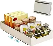 Pull Out Cabinet Organiser with Adhesive Nano Film Pull Out Drawers for Cabinets Slide Out Drawers Heavy Duty Silent Adhesive Drawers for Cabinets Kitchen Living Room,30cm
