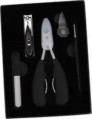 Healeved Professional Manicure Pliers Set 5-Piece Nail Grooming Tools Nail Pliers Trimmer and Cutters Black Home Pedicure Kit