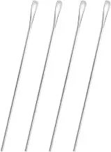 4 piece set 10Inch/25.8cm Silver Stainless Steel Coffee Stirrer Spoon,Round Solid Long Handle Cocktail Stirrer,Beverage Iced Tea Stirring Stick