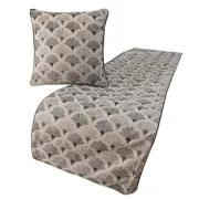Decorative Queen Bed Runner Blue & Grey Floral Embroidery - Flourish Bloom