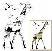 Giraffe Trees Background Clear Stamps for Card Making and Journaling, Wild Animals Silicone Stamps Tree Birds Rubber Stamps for Scrapbooking DIY Cards Album Crafts Supplies