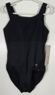Danskin Girls Size I (6x-7) Rich Black Sport Mesh Tank Leotard NWT
