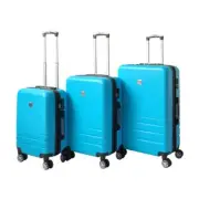 Expandable ABS Luggage Suitcase Set 3 Code Lock Travel Carry Bag Trolley Aqua