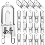 20Pcs G9 Halogen Light Bulbs,25W Clear Halogen Lamps Dimmable,WarmWhite 2800K for Chandeliers,Pendants,Landscape Lights