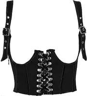 [Wild Star Hearts] Nihilist Notes Women's Gothic Style Black Underbust Corset Gothic Waist Belt