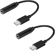 Tofficu 2pcs C to Audio Adapter USB C Male to Aux Female Converter Reversible Plug Orientation Compatible with Headphones Devices Black