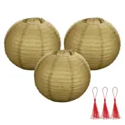 3 Pcs Gold Round Paper Lanterns 14 Inch Paper Lantern Party Decorations