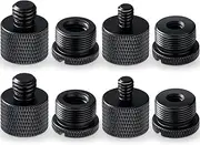 8 Pieces Mic Stand Adapter Mic Thread Adapter Set, 5/8 Female to 3/8 Male and 3/8 Female to 5/8 Male, 5/8 Female to 1/4 Male and 1/4 Female to 5/8 Male Screw Adapter Thread for Microphone (Black)