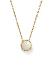 Opal Bezel Set Pendant Necklace in 14K Yellow Gold, 18