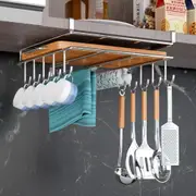 Stainless Steel Double Layer Cabinet Shelf Towel Holder Chopping Board Rack