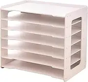 Paper Organizer 17.5x11.8x15.6'' with 7 Shelves Paper Shelf Organizer Wood-PVC Board Heavy-Duty White Desk OrganizerRounded Corner Tray for A3 A4 Books File Office-