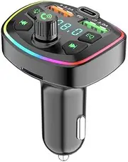 Bluetooth FM Transmitter for Car, Wireless Car Radio Adapter USB-C PD + Dual USB Charger for Mobile Phone Tablet