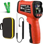 -58°F to 1796°Infrared Thermometer Temperature Gun，16:1 Laser Thermometer with -58°F to 572°F Thermocouple Probe for Pizza Oven, Griddle, Ir Temp Gun for Humidity Measurement, Home Repair